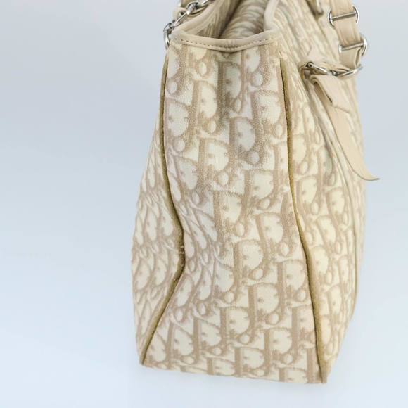 Christian Dior Trotter Romantic Tote Bag PVC Beige Silver Auth 96207 - Picture 4 of 16